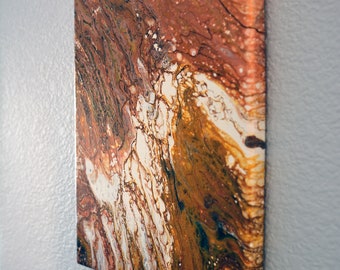 8x10" **COFFEE SPARKLE** - Premium Acrylic Free Pour Infinity Art Work. QUALITY Stretched Cotton Canvas, coffee, milk, espresso cafe barista