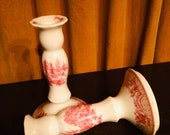 Mother 39 s Day, Gift, Skye McGhie Candle Holders, Florence Pattern, White Rosey Red, Victorian Scene,