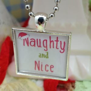 Naughty and Nice Christmas Fun Pendant Fashion Necklace
