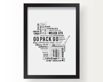 Wisconsin Print - Wisconsin Art - Wisconsin Poster - Wisconsin State Print - Wisconsin Gift - Wisconsin Decor - Wisconsin - State - Art