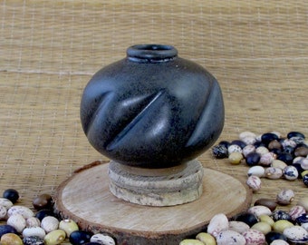 Self Care Handthrown and distorted ceramic budvase Porcelain clay and white glaze 22k Gold lettering