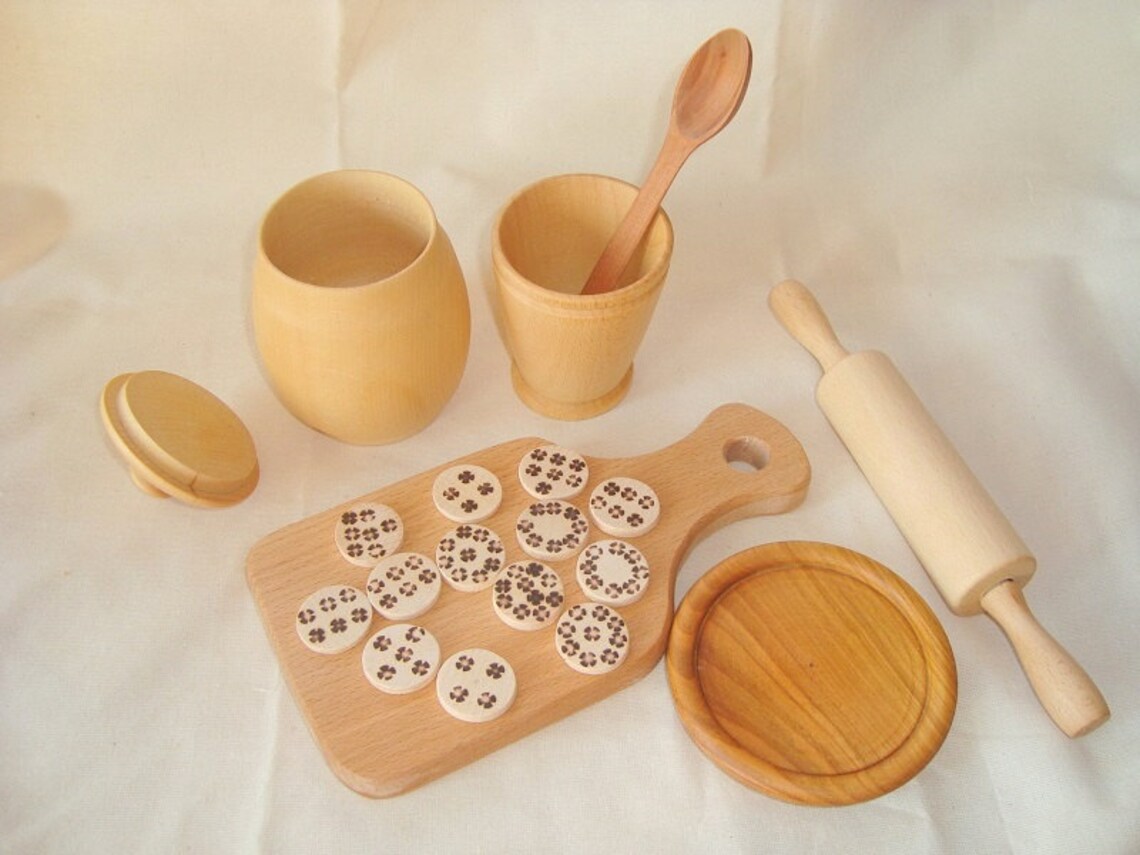 Baking set for kids. Wooden baking set. Wooden toys. Etsy