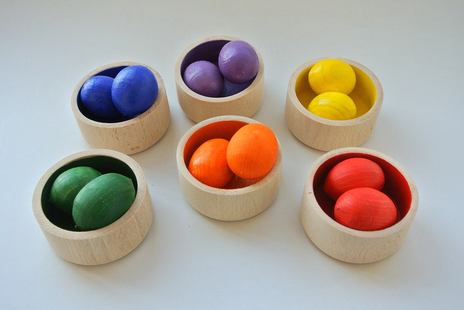 Sorting toy. Sorting eggs. Wood rainbow toy. Wooden toys. Etsy