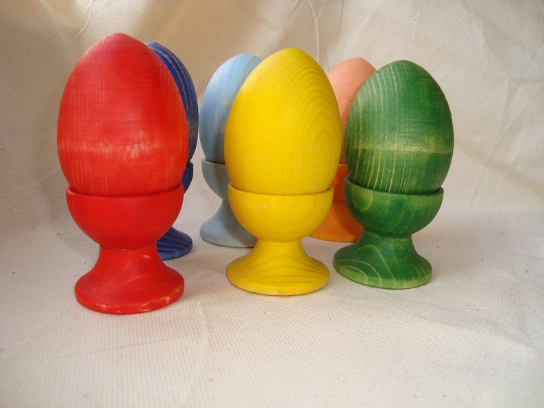 Sorting eggs. Wood rainbow eggs. Wooden eggs. Wooden toys. Etsy