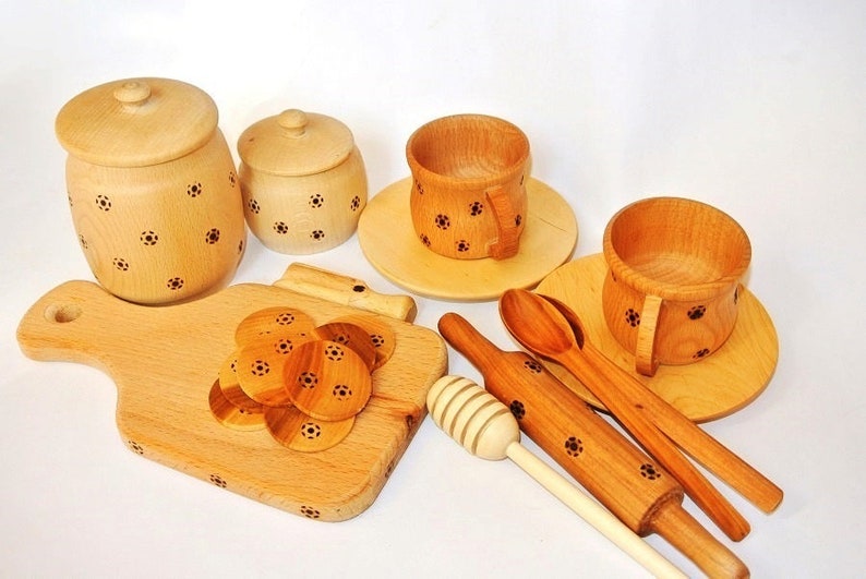 wooden toy baking set