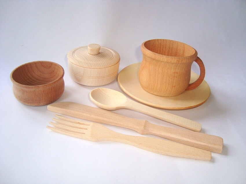 Utensils for Kids. Kids Utensils Set. Play Kitchen Wood Set. Etsy