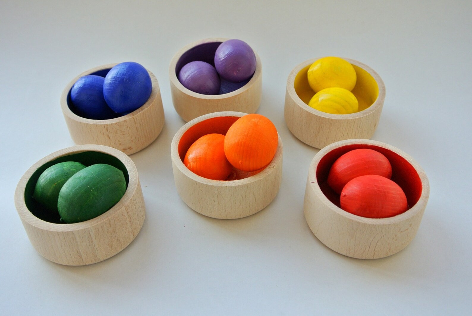 Sorting toy. Sorting eggs. Wood rainbow toy. Wooden toys. Etsy