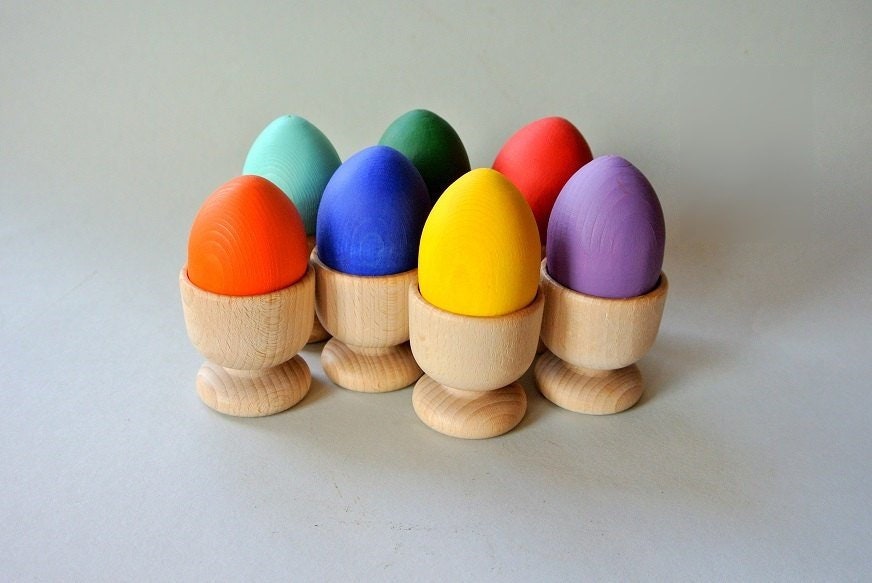 Clasificación de huevos. Huevos arco iris de madera. Huevos de | Etsy