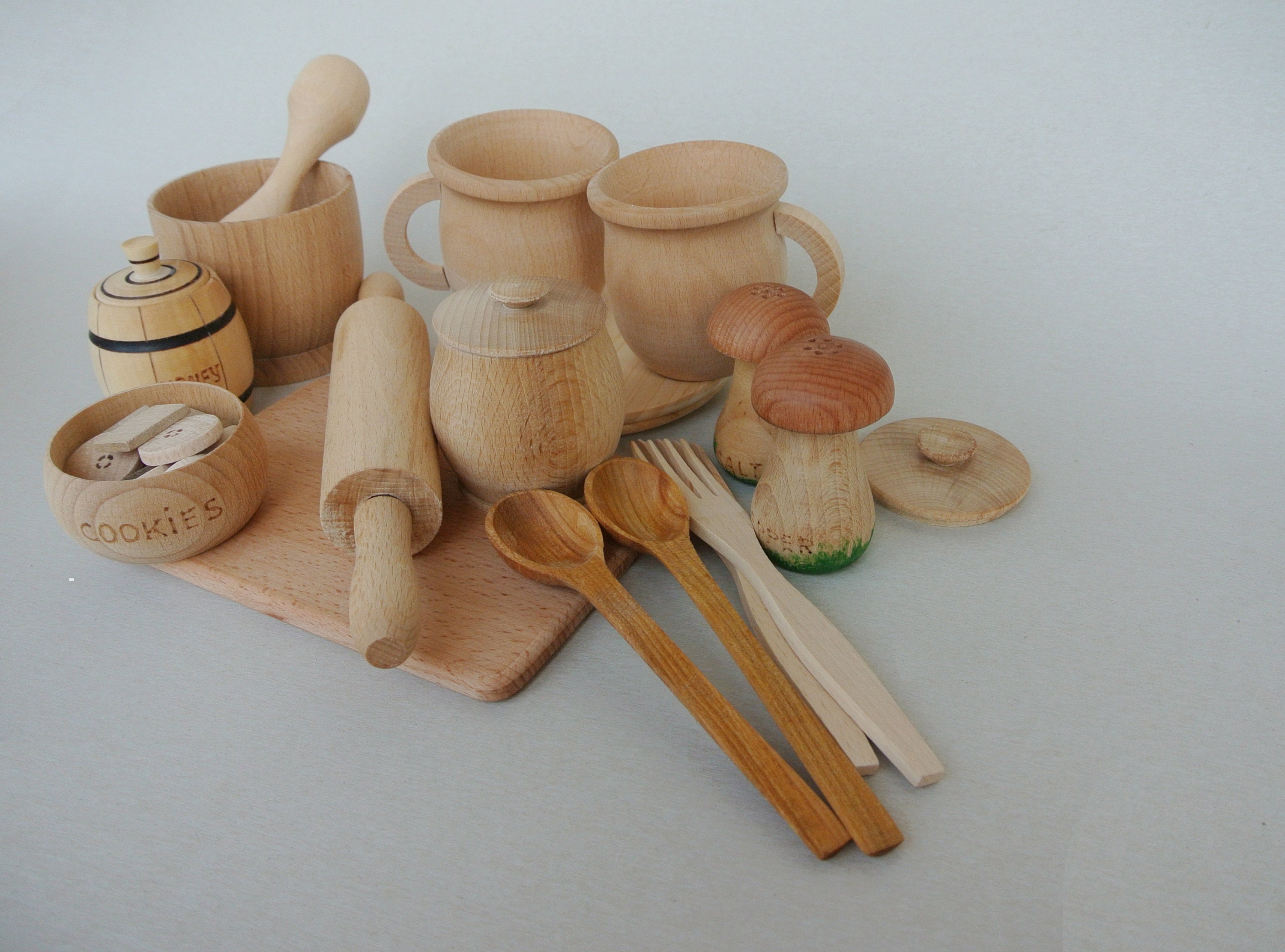 Play kitchen set. Play food. Wooden toys. Wooden food play Etsy