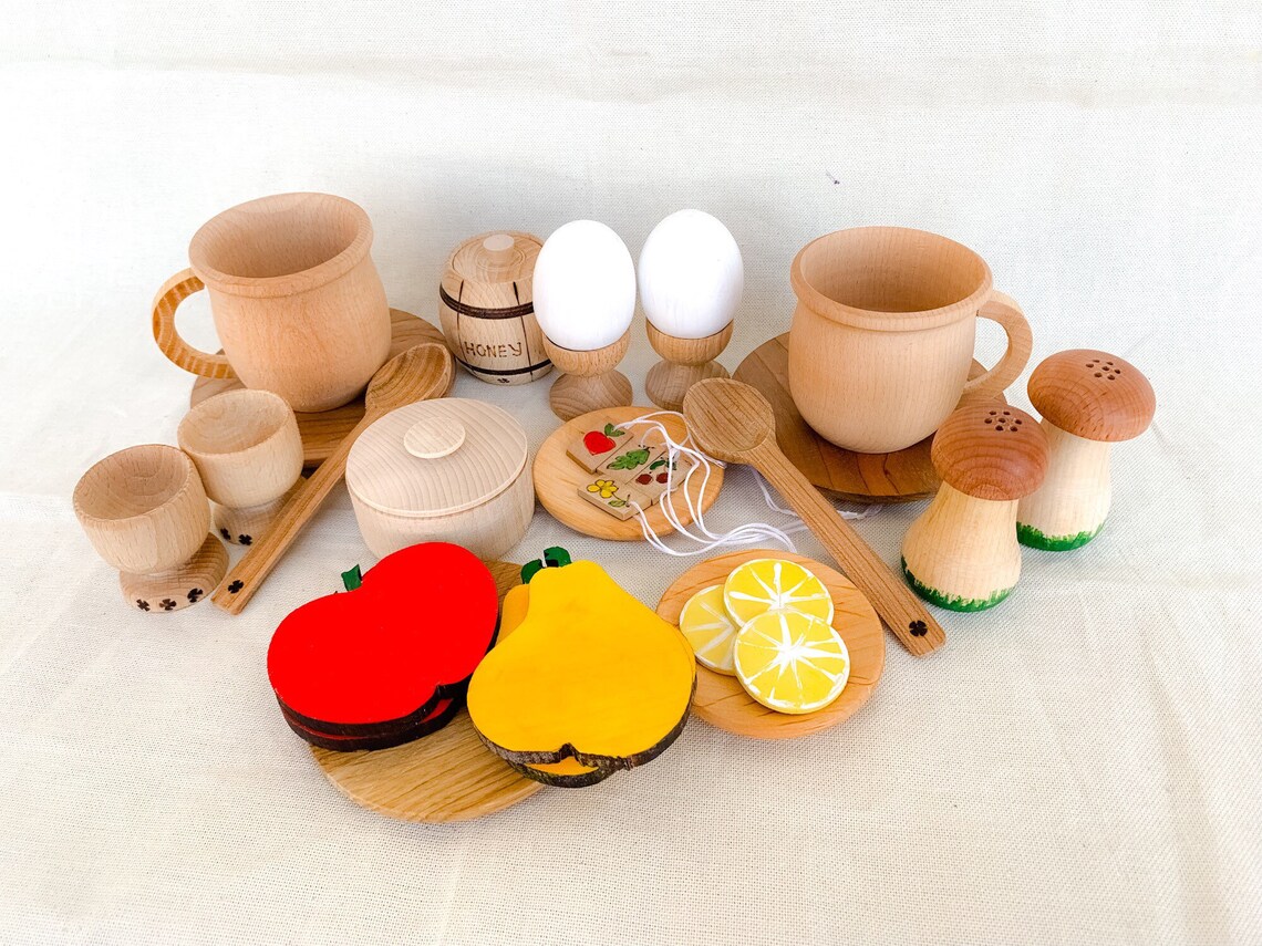 Play food kitchen toys 30pcs. Wooden food toys. Play kitchen Etsy