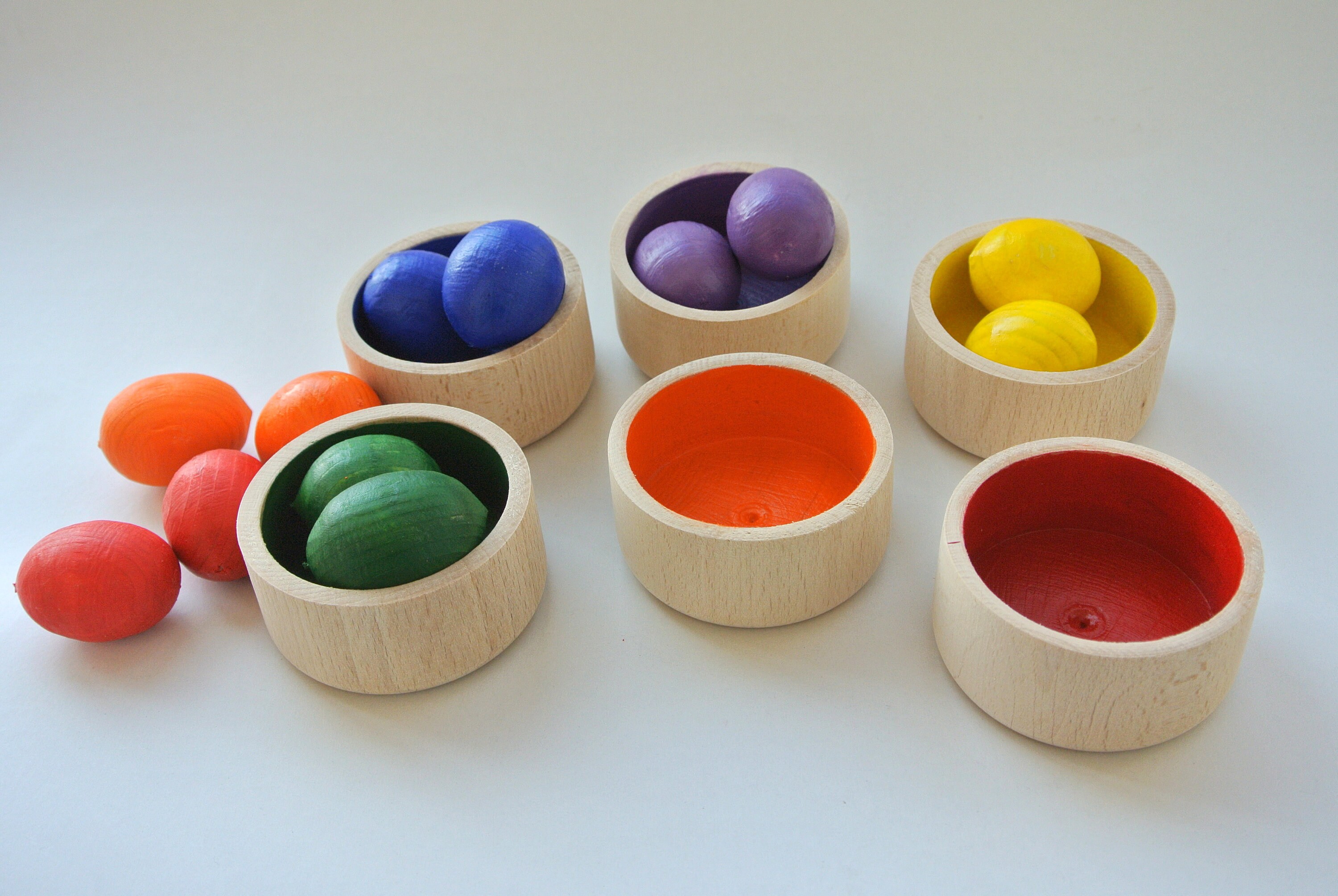 Sorting toy. Sorting eggs. Wood rainbow toy. Wooden toys. Etsy