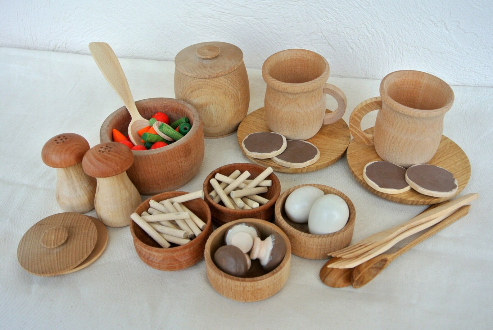 Play kitchen set 24pcs. Wooden food play set. Wooden Etsy