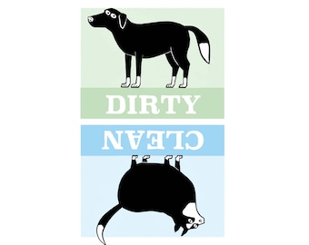 Cat and Dog Clean Dirty Dishwasher Magnet
