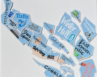 Somerville Neighborhood Map Magnet Puzzle, Massachusetts