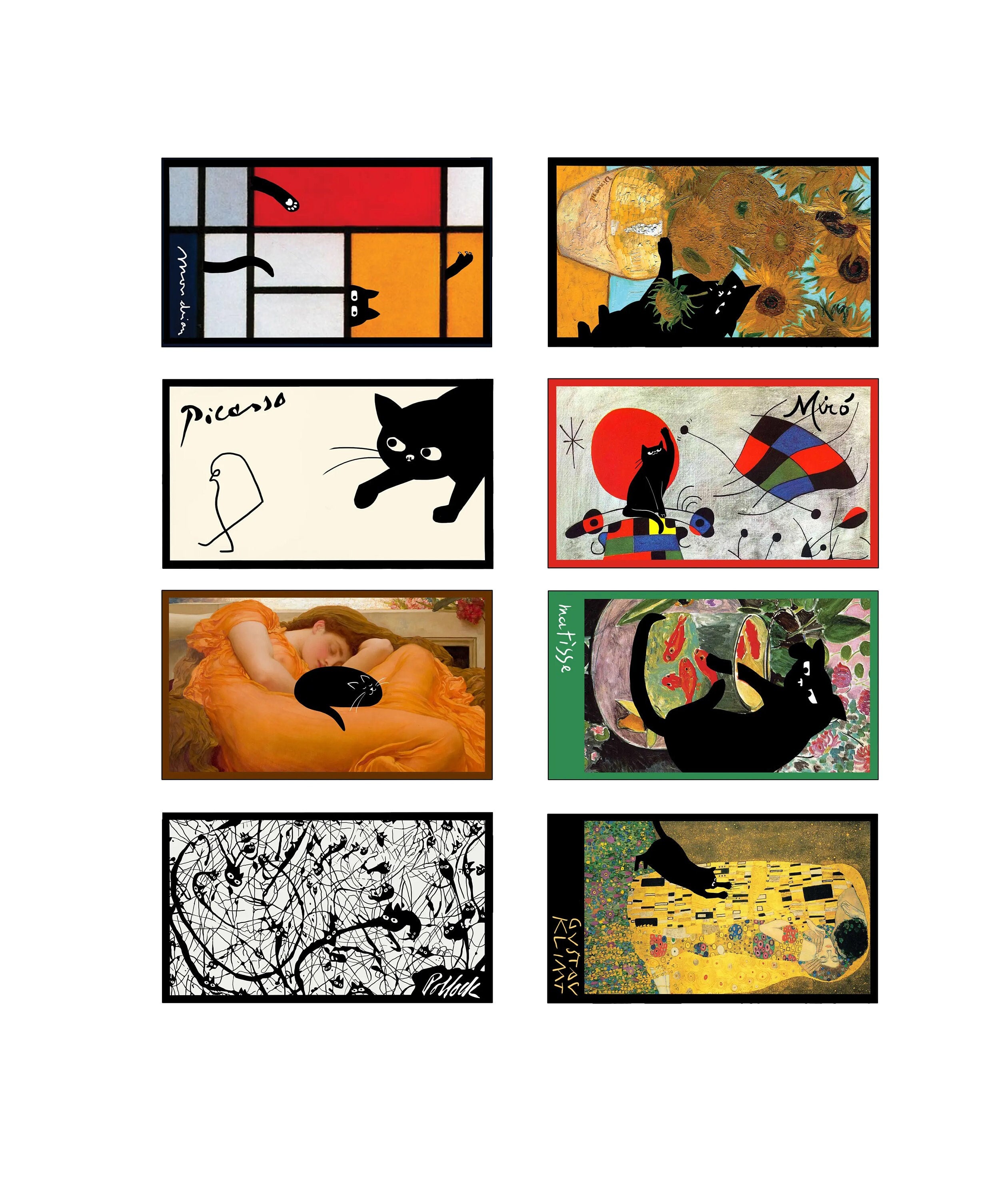 zonlicht drie Kom langs om het te weten Funny Cat Magnets 8 Famous Paintings Picasso Van Gogh - Etsy Denmark