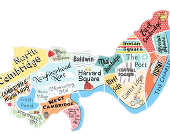 Cambridge Massachusetts Map Magnet, Puzzle