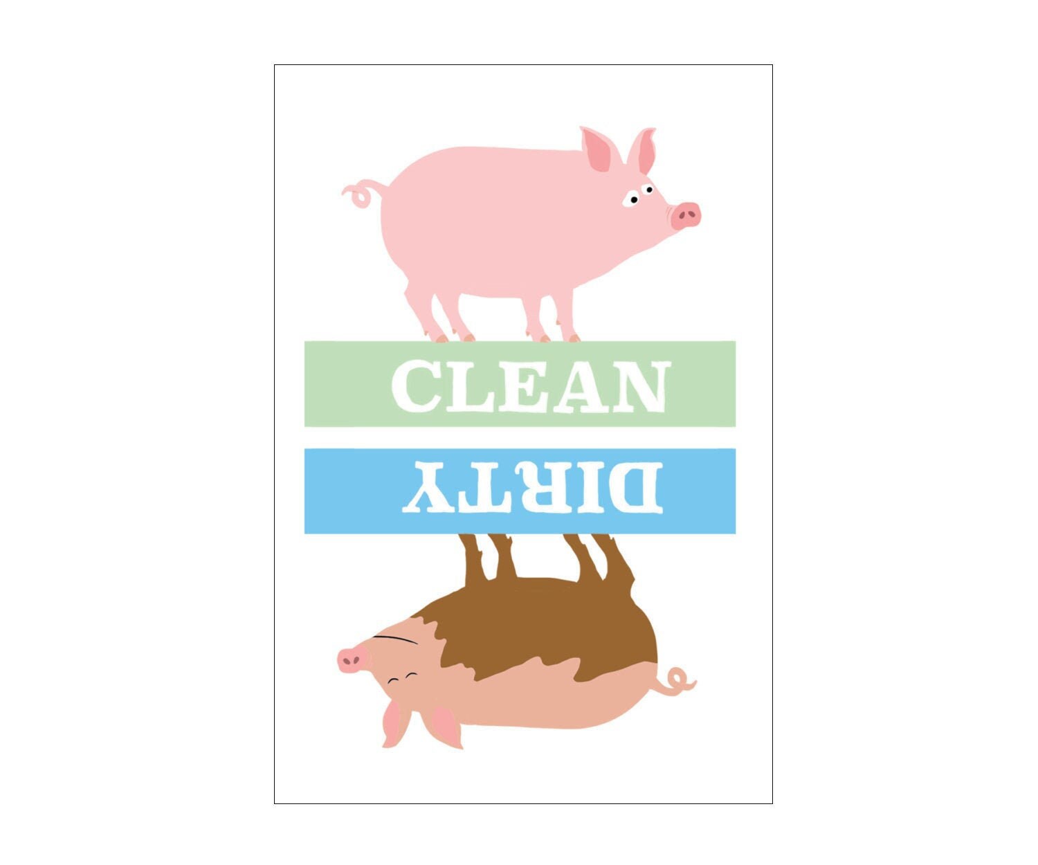 Clean dirty dishwasher clean dirty pig Etsy