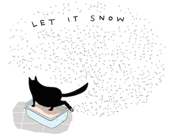 Funny Black Cat Christmas Card, Kitty Litter Holiday Card
