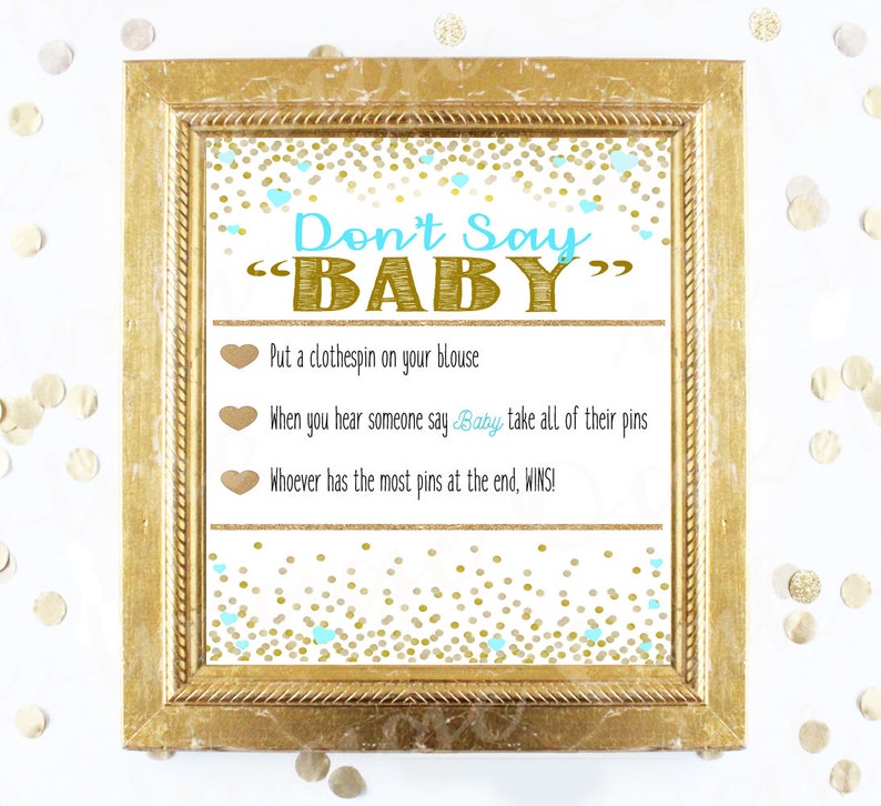 baby-shower-game-dont-say-baby-teal-blue-and-gold-boy-etsy