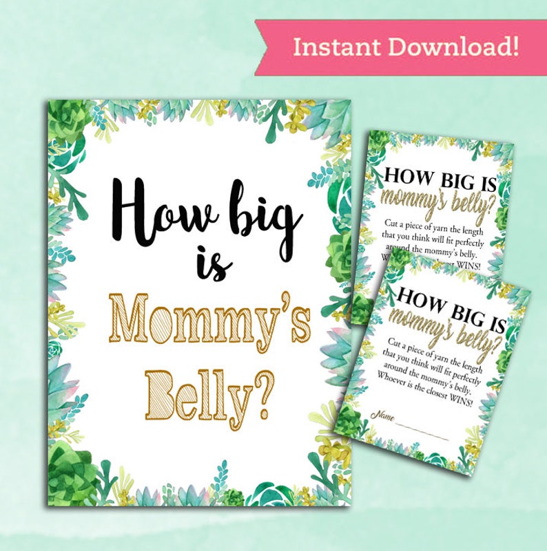 Baby Shower Game How Big Is Mommy S Belly Succulents Etsy