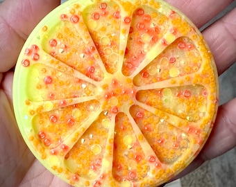 Picking Popping Fidget Citrus Pick Palette Toy - Orange Lemon Stocking Stuffer Texture to Pick, Dig and Peel - Yellow - Skin Picking Toy