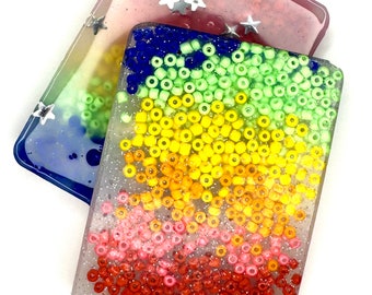 Skin Picking Pad Fidget Toy - PICK PALETTE Rainbow Stars Texture to Pick, Dig and Peel - OCD Dermatillomania Alternative