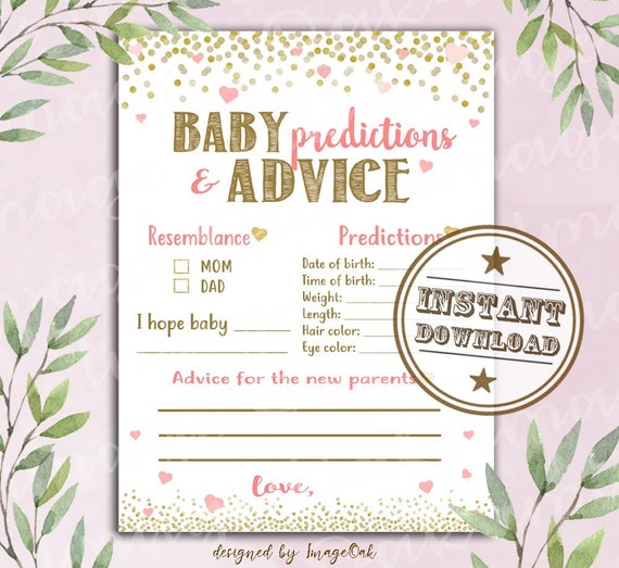 Baby Shower Game Baby Predictions and Advice Coral and | Etsy