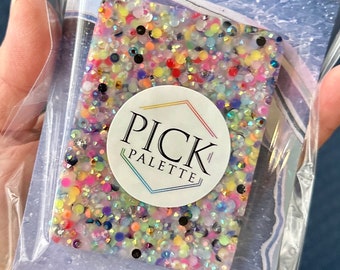 Rainbow Picking Pad Fidget Pick Palette Toy - Neon Crystal Pebble Glitter Texture to Pick, Dig and Peel