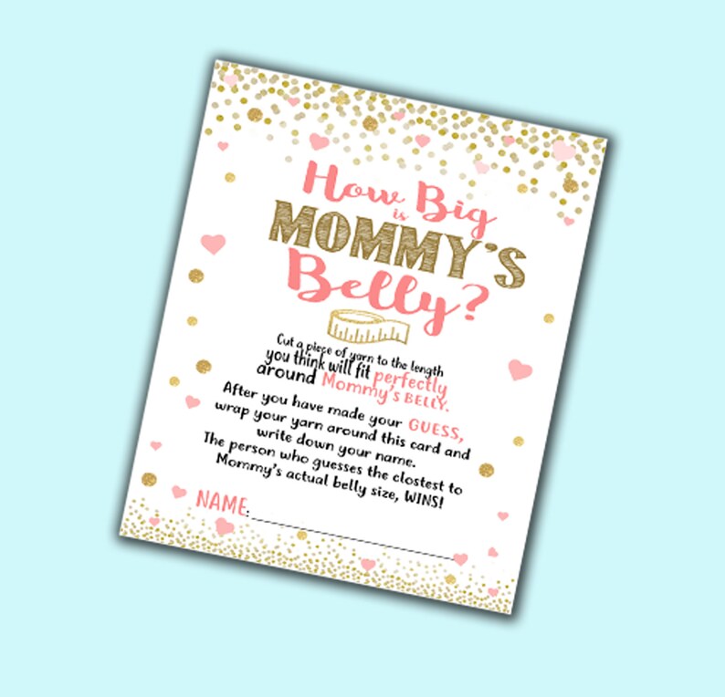 Baby Shower Game How Big Is Mommy's Belly Coral and Etsy