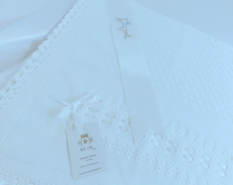 Dedication Blanket Scalloped Edge Pure White with Eyelets Etsy