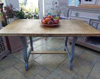 Vintage, oak, extendable table, French chic grey, ( delivery within 2 weeks)