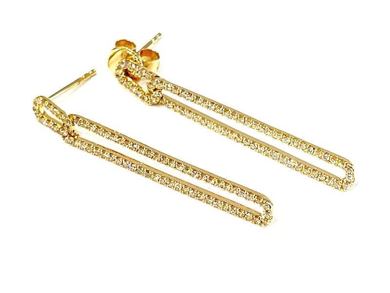 18KYG Diamond paperClip Dangle earrings 0.70CTW Etsy