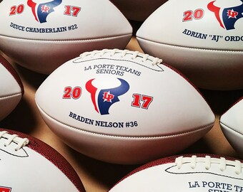 Customized Football. Full Size White Football with Personalized Logo and name of your choice. White Football