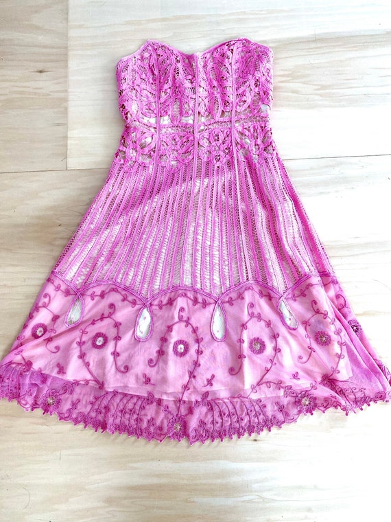 Betsy Johnson pink lace vintage dress