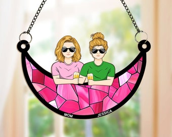 Personalized Window Hanging Suncatcher, Custom Mum & Daughter, Mothers Day Gift for Mom, Grandma