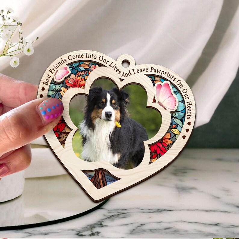 Personalized Dog Memorial Suncatcher, Custom Dog Suncatcher, Loss of Pet Dog Ornament, Dog Suncatcher Window, Dog Memorial Gift, Dog Lovers zdjęcie 5
