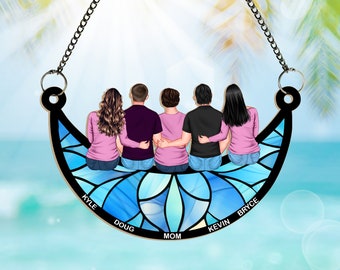 Personalized Window Hanging Suncatcher, Custom Mum & Daughter, Mothers Day Gift for Mom, Grandma