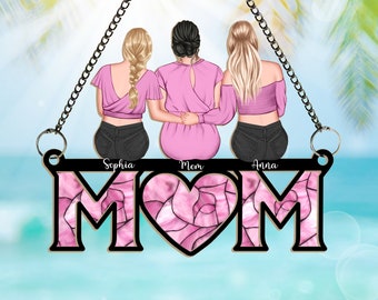 Personalized Window Hanging Suncatcher, Custom Mum & Daughter, Mothers Day Gift for Mom, Grandma