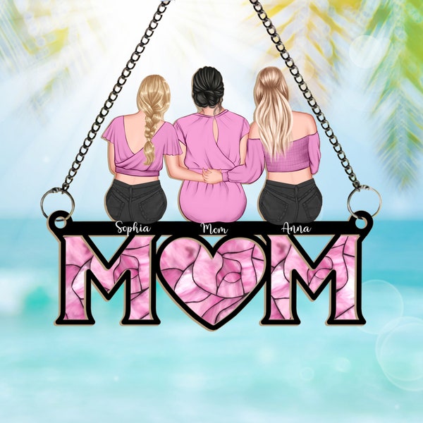 Personalized Window Hanging Suncatcher, Custom Mum & Daughter, Mothers Day Gift for Mom, Grandma