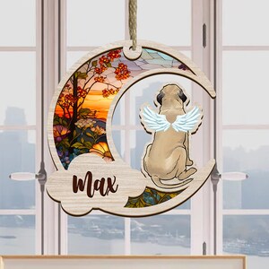 Pet Memorial Suncatcher, Loss of Pet Sympathy Gift, Handmade Custom Name Dog Decor, Engraved Dog Lovers Gift for Mothers Birthday zdjęcie 6