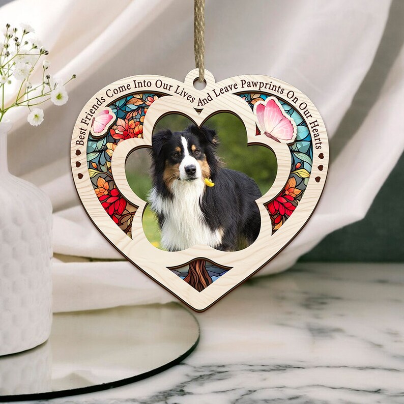 Personalized Dog Memorial Suncatcher, Custom Dog Suncatcher, Loss of Pet Dog Ornament, Dog Suncatcher Window, Dog Memorial Gift, Dog Lovers zdjęcie 8