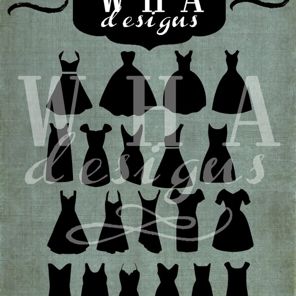 Wedding Dress Short Formal Ball Black Tie Vector Set 1 - Cutting File - Graphic Design - svg jpg png eps dxf download