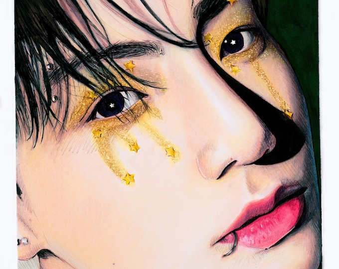 Featured listing image: Jeon Jungkook / JK / BTS / Baby Star Candy / Portrait Print