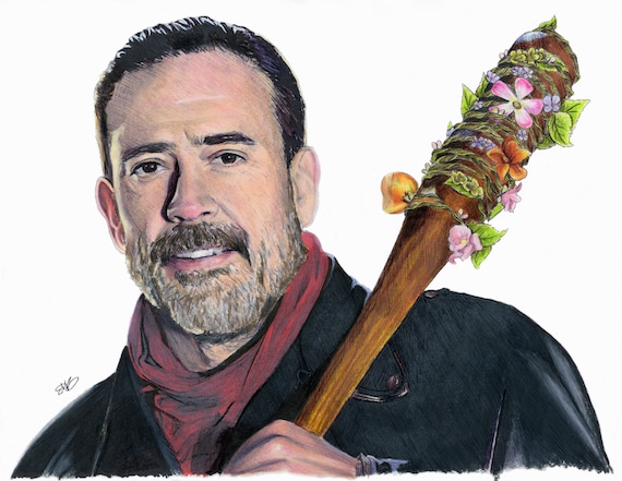 Negan Jeffrey Dean Morgan Walking Dead Print Portrait