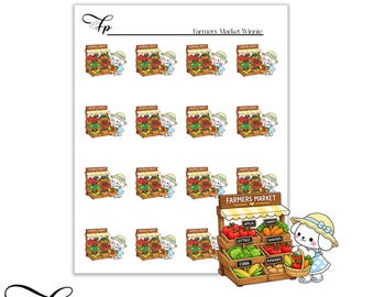 Farmers Market Winnie Planner Sticker Sheet | Functional Stickers | Cottagecore Gift