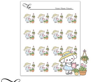 Water Plants Winnie Planner Sticker Sheet | Functional Stickers | Plant Mom Gift