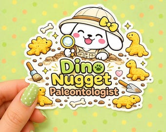 Dino Nugget Paleontologist Vinyl Decal Sticker | Funny Dinosaur Gift | Waterproof Sticker