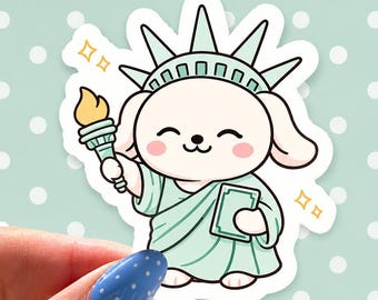 Statue of Liberty Dog Vinyl Decal Sticker | Patriotic Water Bottle Laptop Decal