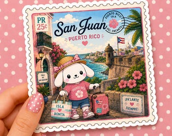 Winnie Travels to Puerto Rico Vinyl Sticker – Waterproof Die Cut Decal