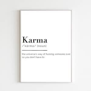 Karma Definition Word Print | Spiritual Humor Art | Digital Download Printable | Spiritual Home Decor | Funny Word Art | Karma Print
